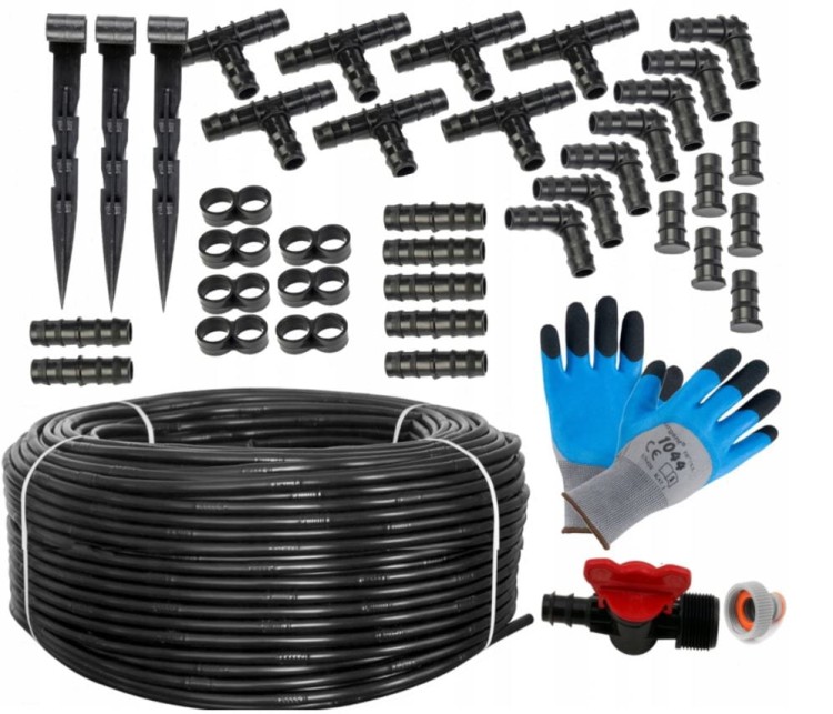 Linia kroplująca 100m + 137 akcesoriów +rękawiczki