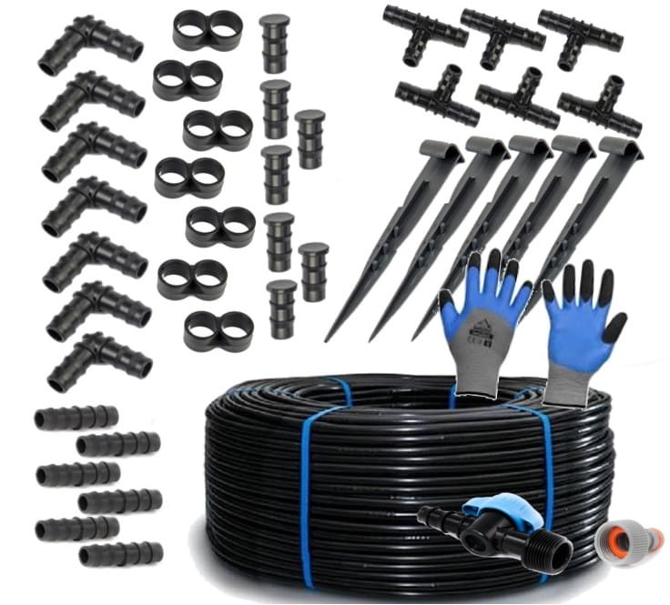 Linia kroplująca bez kompensacji 100m + 87 akcesoriów +rękawiczki