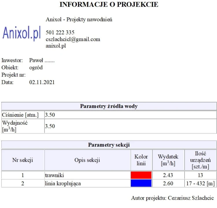 Projekt uzupełniania wody w zbiorniku deszczówki