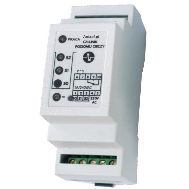 Czujnik poziomu wody może załączyć stycznik pompy uzupełniającej wodę w zbiorniku deszczówki