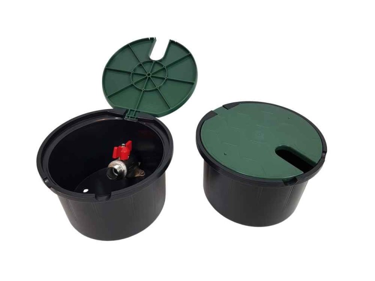 Podziemna studzienka poboru wody z zaworem 3/4" zielona I 3 inne kolory bez klapki, szybkozłączka, kolanko - Anixol