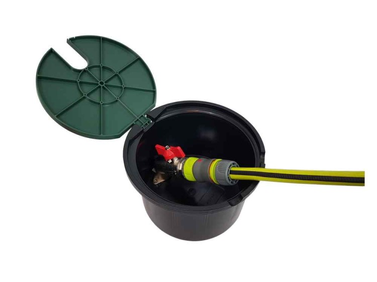 Podziemna studzienka poboru wody z zaworem 3/4" zielona I 3 inne kolory bez klapki, szybkozłączka, kolanko - Anixol