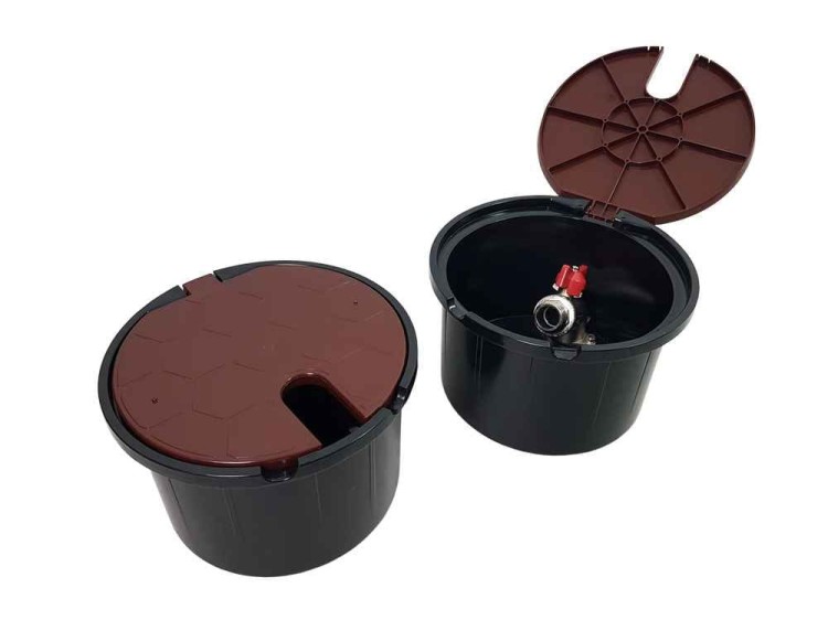 Podziemna studzienka poboru wody z zaworem 3/4" brązowa I 3 inne kolory bez klapki, szybkozłączka, kolanko - Anixol