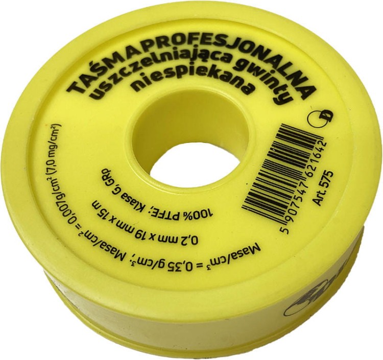 Taśma teflonowa uszczelniająca 0.2 mm x 19 mm x 15 m