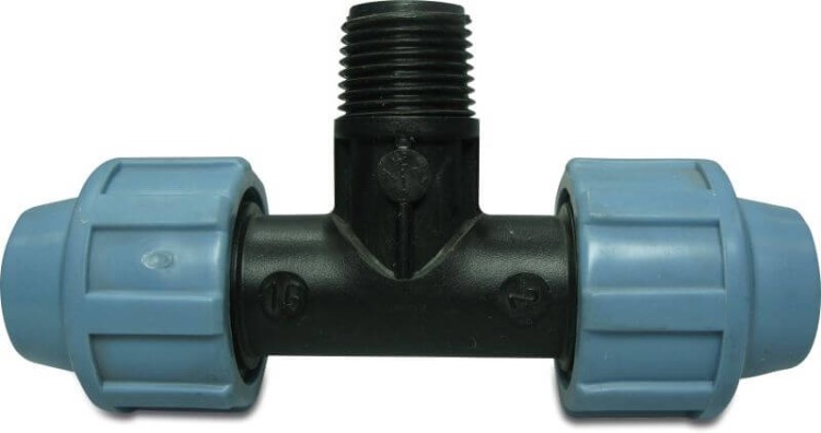 Trójnik redukcja PE 16mm x 3/4'' x 16mm GZ - gwint zewnętrzny - Unidelta