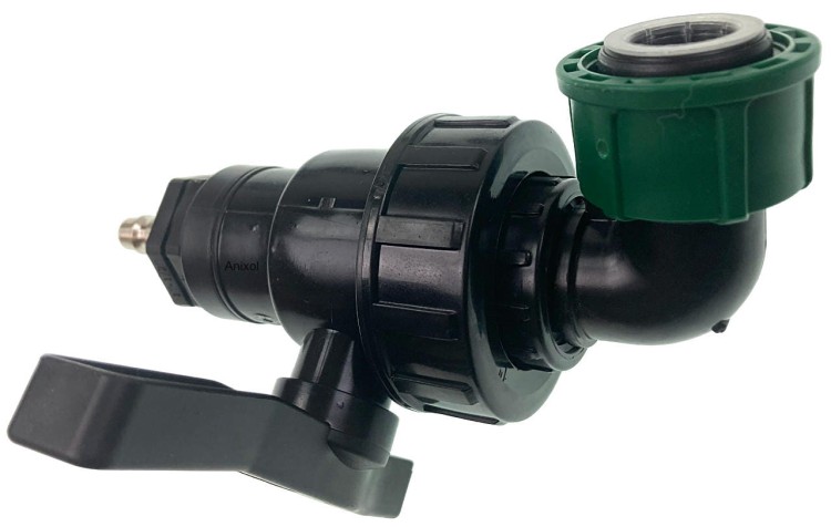 Przedmuchiwanie systemu szybkozłączką do kompresora z zaworem kulowym, kolanko kolektorowe GW 1"