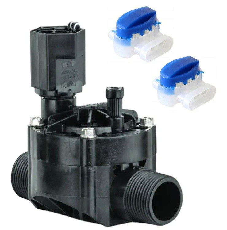 Elektrozawór 100-HV, 24 V AC, gwint zewnętrzny RainBird i dwie złączki żelowe