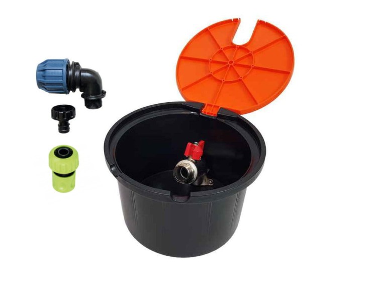 Podziemna studzienka poboru wody z zaworem 3-4 pomaranczowa bez klapki szybkozlaczka kolanko Anixol.jpg