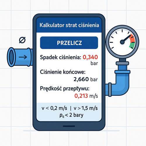 Kalkulator strat ciśnienia w rurach PE